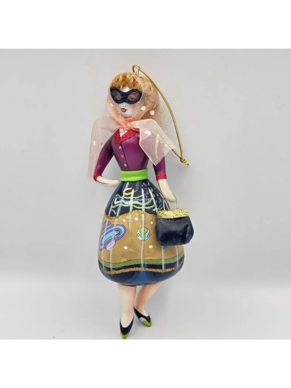 Ladies With Elegance Blown Glass Christmas Ornament Sunglasses Planets Retro